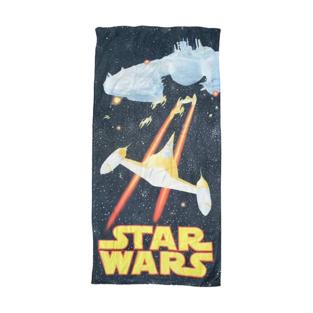 Vintage Star Wars Beach Towel Naboo N1 Starfighter Trade Federation Battleship